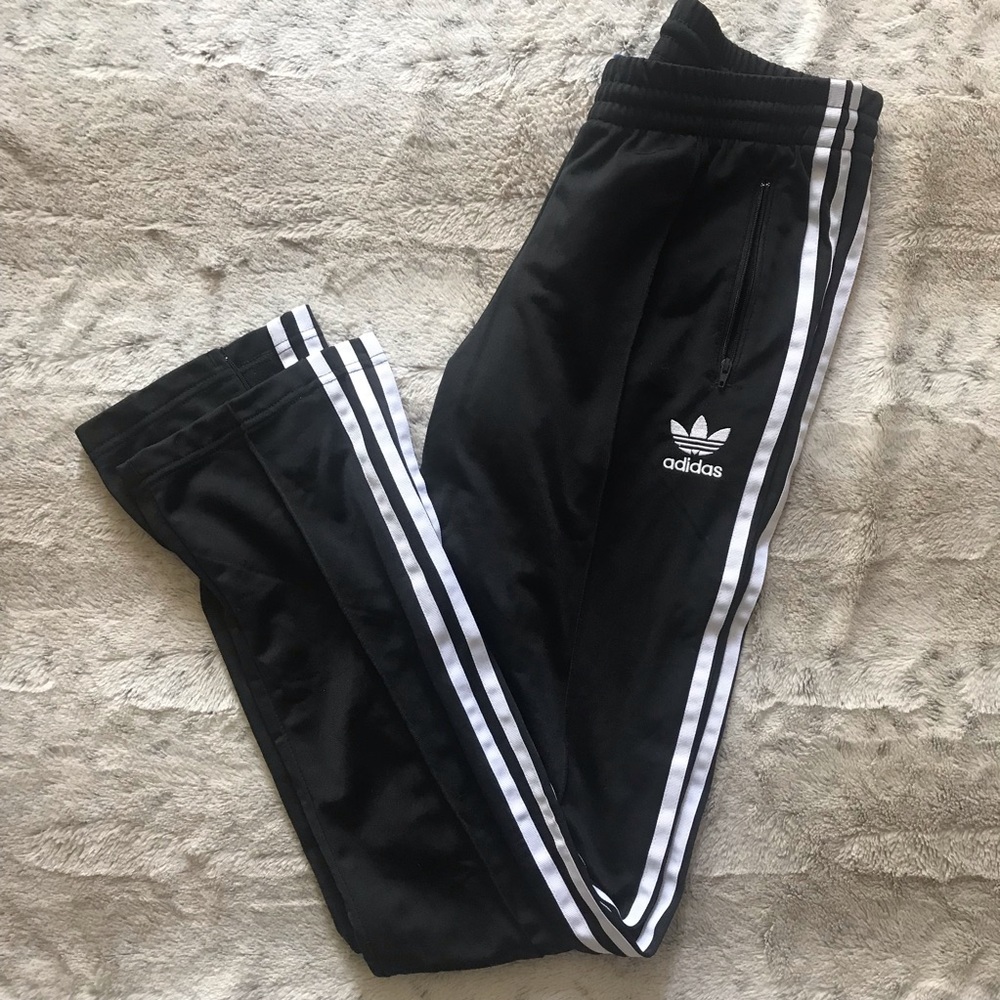 Adidas Black Ankle Zipper Pants NEW